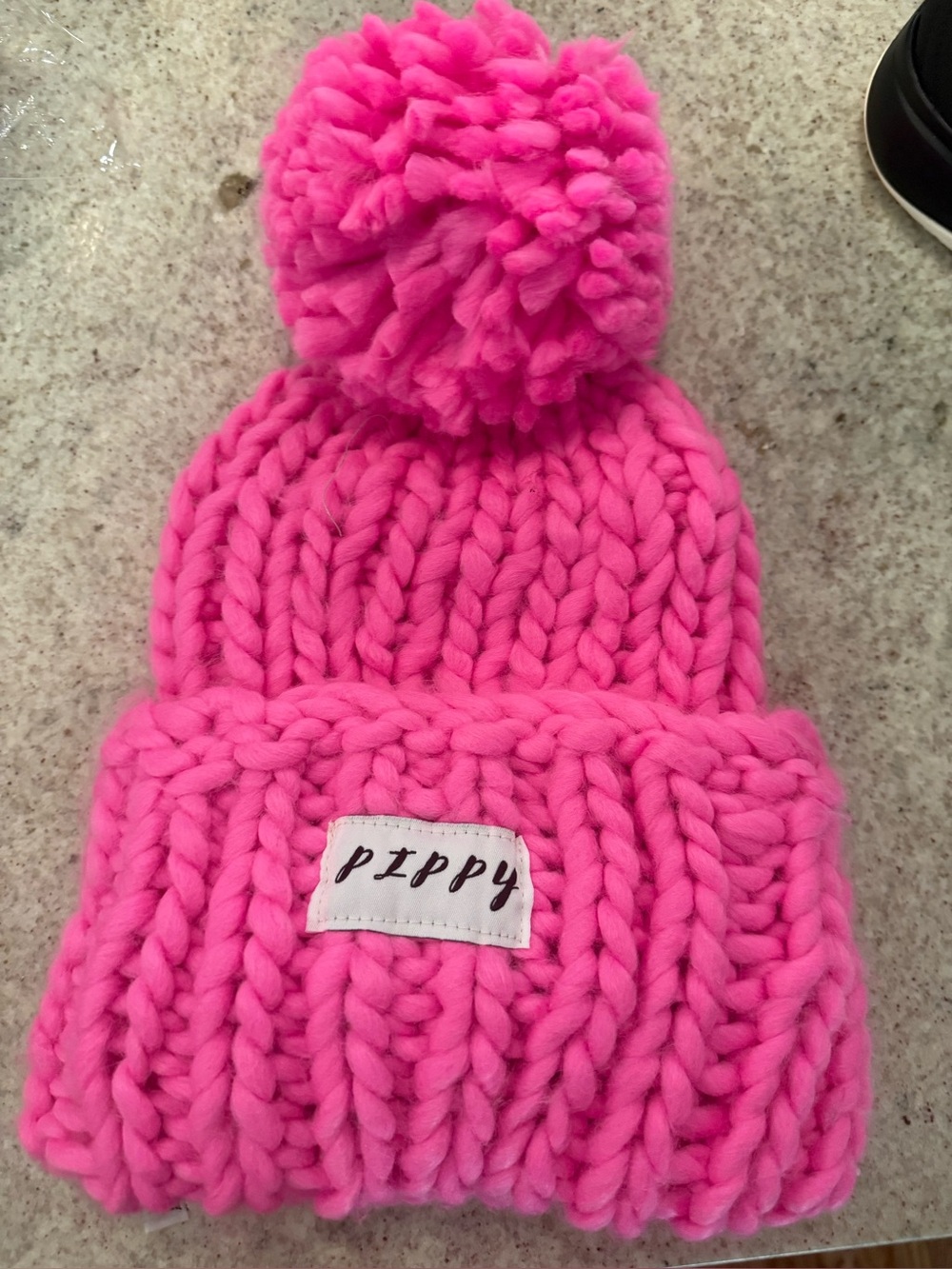 Chunky Knit Pom Beanie - Hot Pink